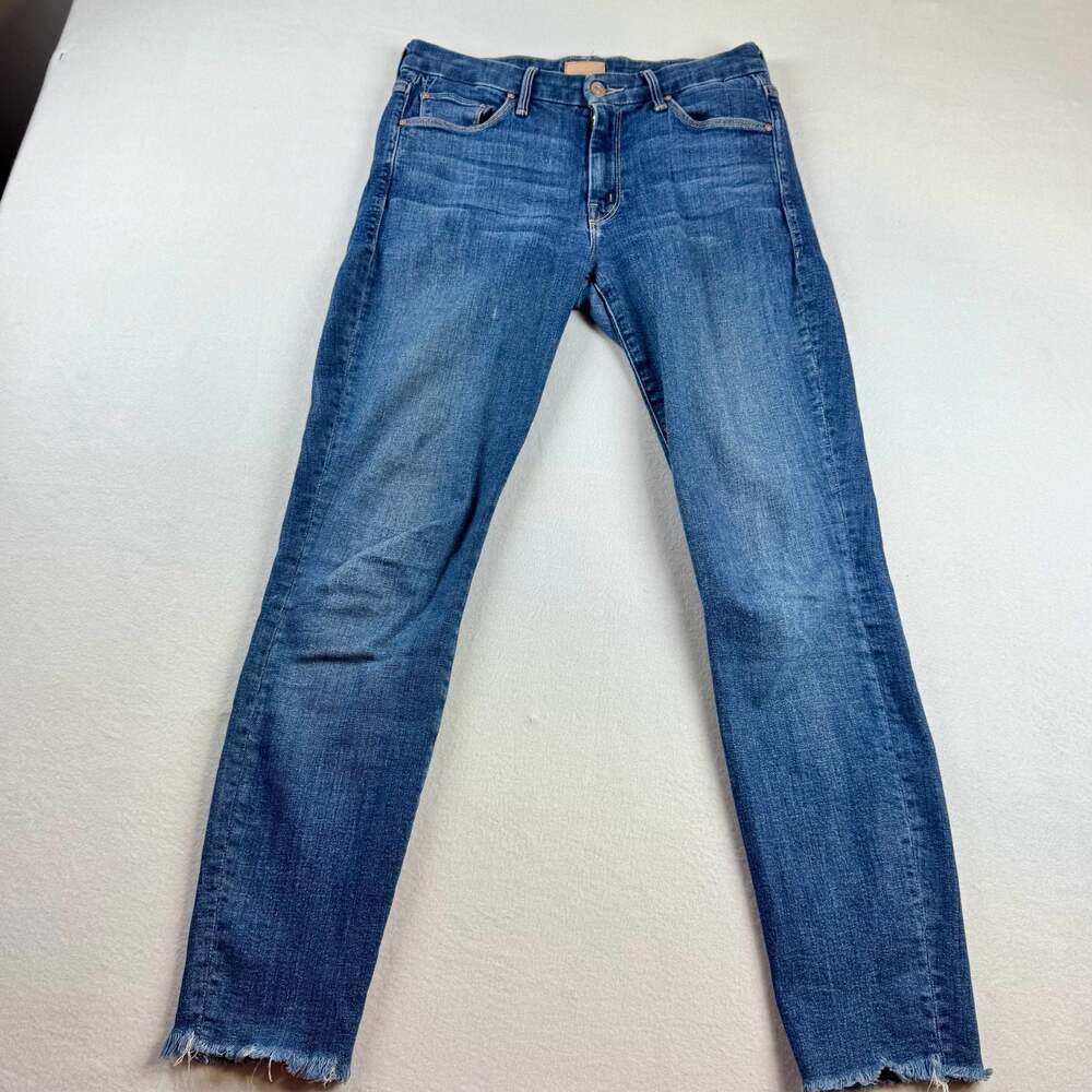 MOTHER The Looker Skinny Ankle Jeans with Raw Fray Hem